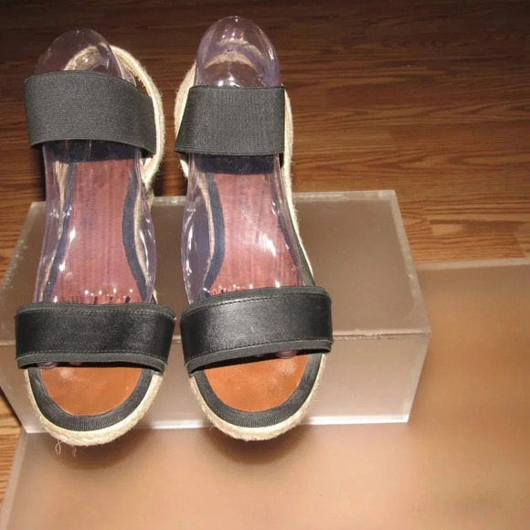 DALSOM Espadrilles Wedge Black Open-Toe Sandals Shoes Size 41 (US Size 10.5-11) - Picture 2 of 4